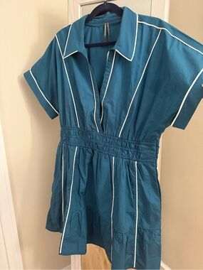 Anthropologie Somserset Short-Sleeve Shirtdress with White Piping